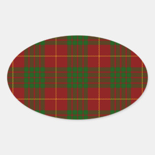 Adesivo Oval Xadrez vermelho e verde tartan Cameron