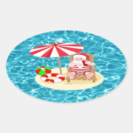 Adesivo Oval xmas Beach santa claus