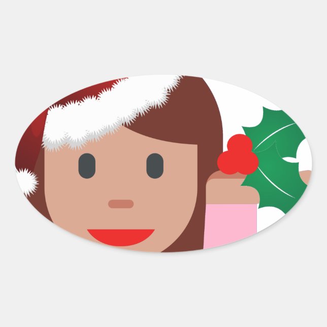 Adesivo Oval xmas information girl emoji (Frente)