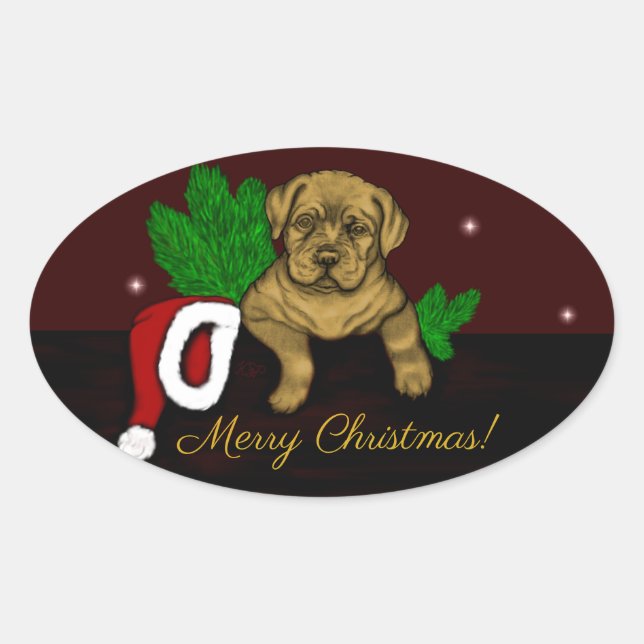 Adesivo Oval XMas puppy (Frente)