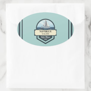 Adesivo Oval Yacht club Marinho Náutico