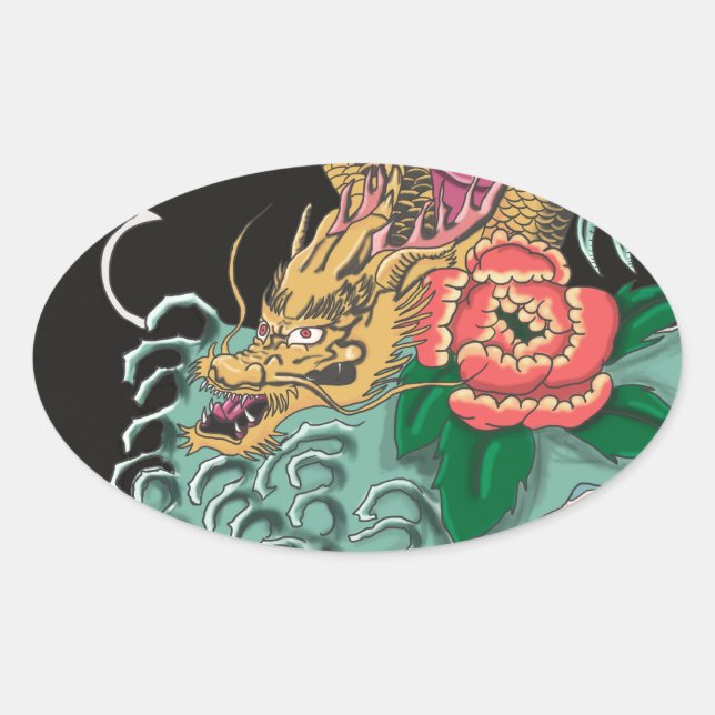 Adesivo Oval Yakuza Tattoo (Frente)