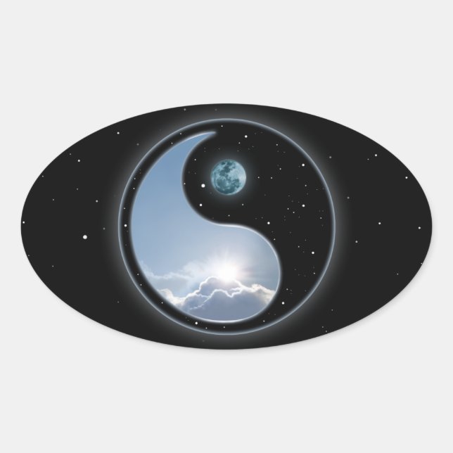 Adesivo Oval Yin Yang Moon Sun (Frente)