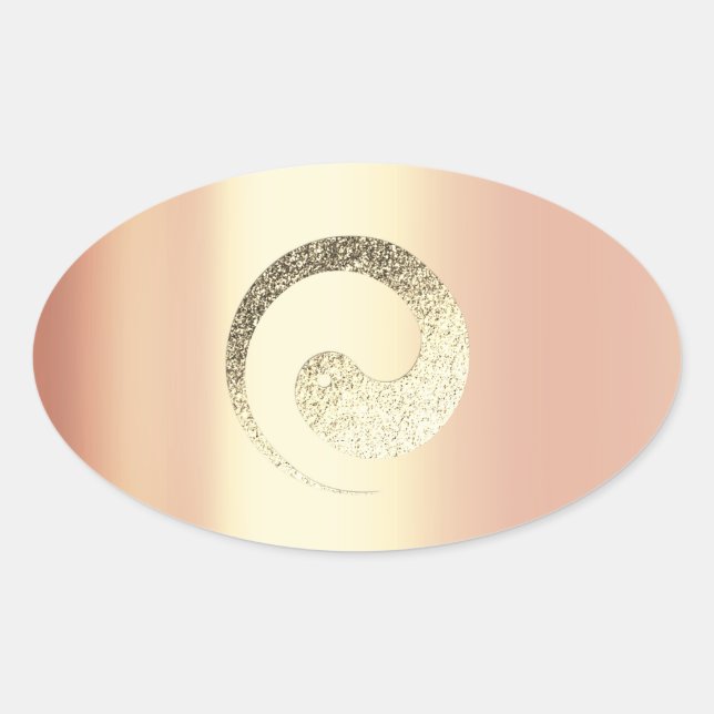Adesivo Oval Ying Yang Balance Rosa Dourado Pace Infinito Espir (Frente)