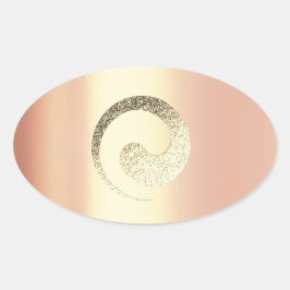 Adesivo Oval Ying Yang Balance Rosa Dourado Pace Infinito Espir