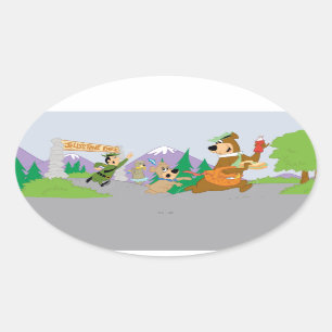 Adesivo Oval Yogi Bear's Excelente Picnic Basket Escape