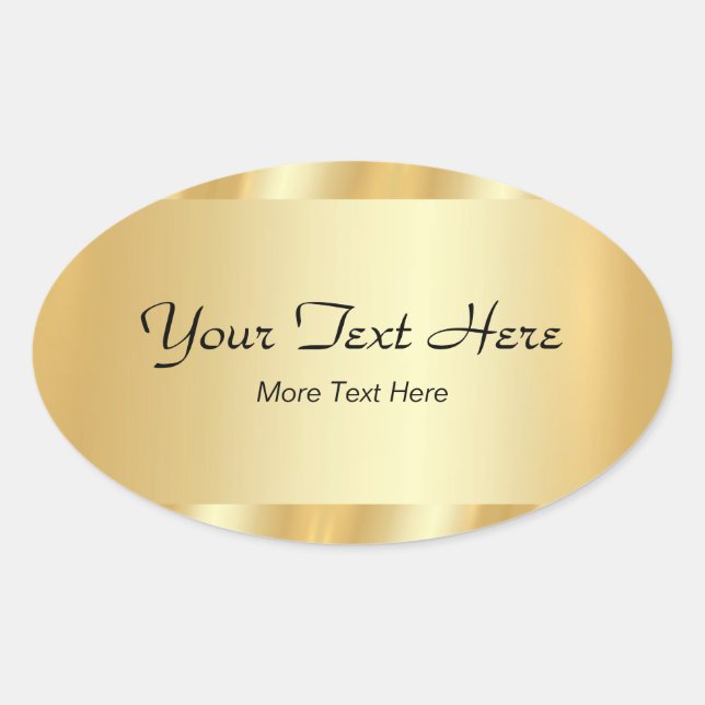 Adesivo Oval Your Custom Text Elegant Script Template Gold (Frente)