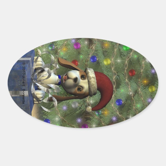 Adesivo Oval Yule Puppy Oval Sticker (Frente)