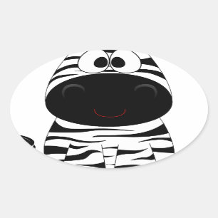 Adesivo Oval Zebra Cute Animal Stripes Selva Safari Whimsical
