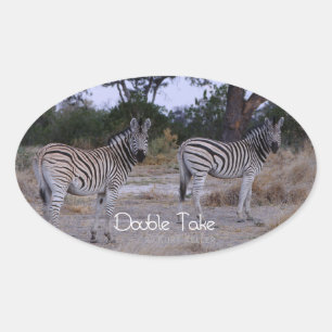 Adesivo Oval Zebra Double Take Foto