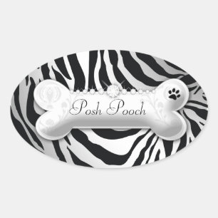 Adesivo Oval Zebra fino da "prata" do cão 311