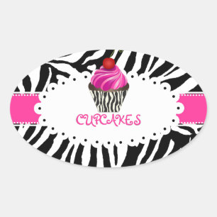 Adesivo Oval zebra PixDezines+cupcake/cor DIY