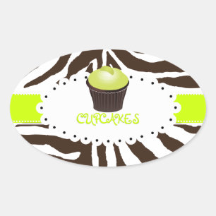 Adesivo Oval zebra PixDezines+cupcake/cor DIY