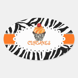 Adesivo Oval zebra PixDezines+cupcake/cor DIY