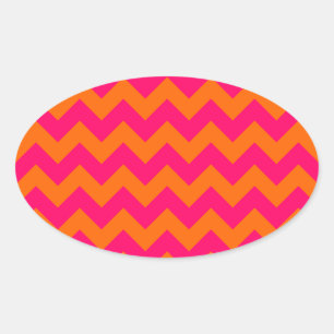 Adesivo Oval Zigzag laranja e rosa