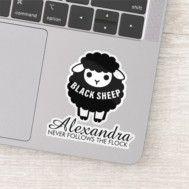 Adesivo Ovelha Negra O Script Rosa Nunca Segue O Rebanho (Detalhe)