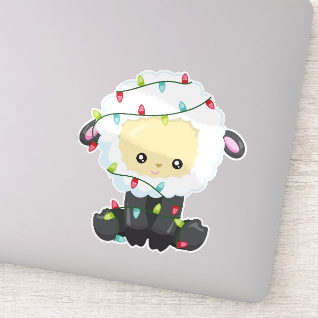 Adesivo Ovelhas de Natal, Luzes de Natal, Ovinos Bons (Detalhe)