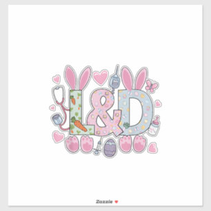 Adesivo Ovo de Coelhinho da Páscoa Enfermeira de L&D Traba