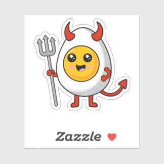 Adesivo Ovo Diabólico Fofo Kawaii