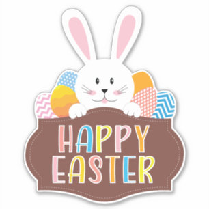 Adesivo Ovos Coloridos e Coelhinhos do Felz pascoa