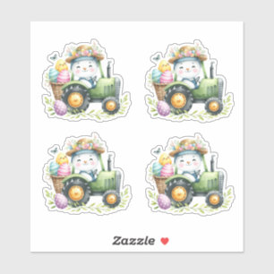 Adesivo Ovos de trator de coelho verde páscoa