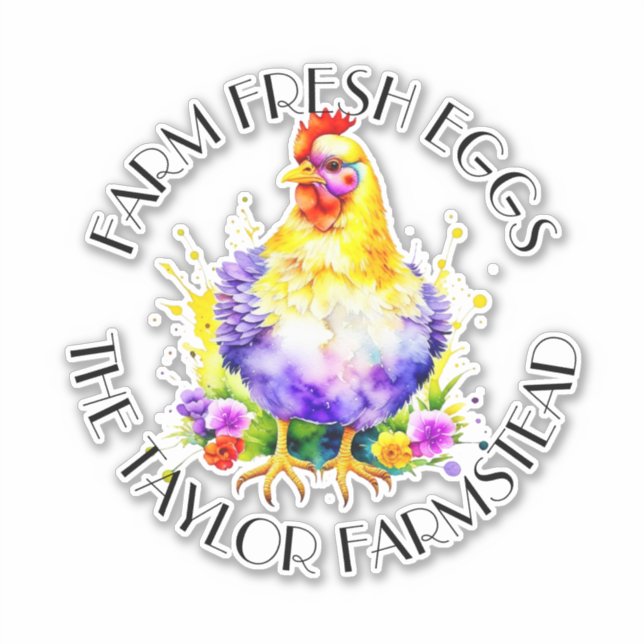Adesivo Ovos Frescos de fazenda | Personalizado (Frente)
