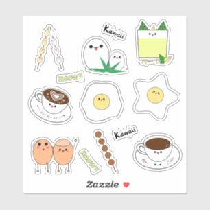 Adesivo Ovos Kawaii & Café
