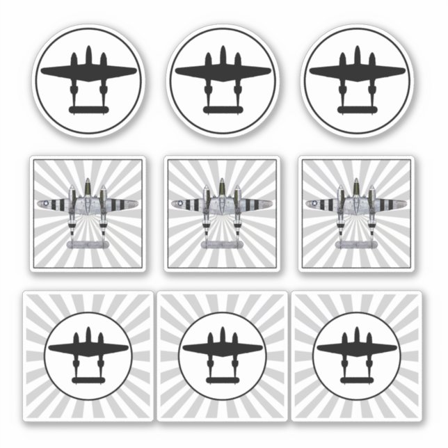 Adesivo P-38 D-Day Stripes & Silhouette Peelable Vinil (Frente)
