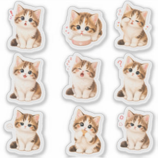 Adesivo Pack de Stickers Gatito Tierno y Expresivo