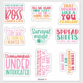 Adesivo Pack Funny Office work Sticker inspirador