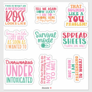 Adesivo Pack Funny Office work Sticker inspirador