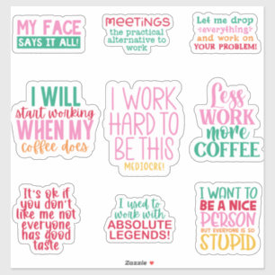 Adesivo Pack Funny Office work Sticker inspirador