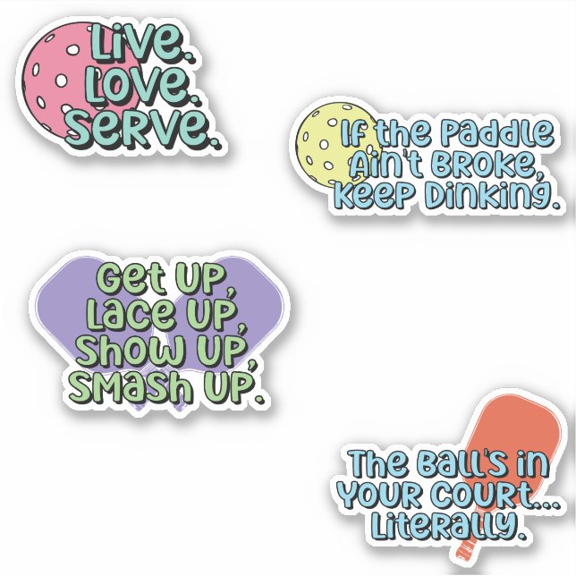Adesivo Pacote Colorido do Jogador de Pickleball Mulitcolo (Frente)
