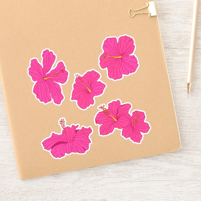 Adesivo Pacote de Flores de Hibisco, Caribe Rosa Tropical (Notebook)