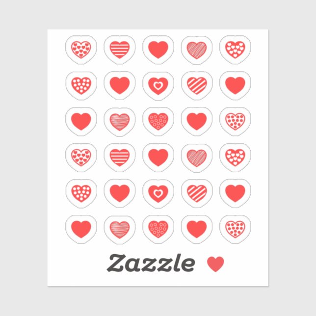 Adesivo Pacote de padrões do Coração Vermelho (Folha)