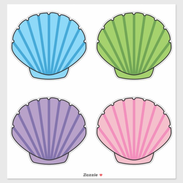 Adesivo Pacote de Seashell Colorido de Pastel (Folha)