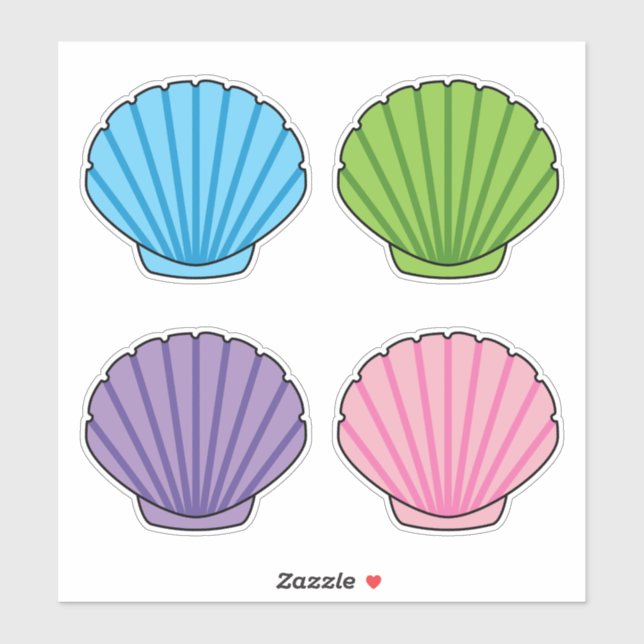 Adesivo Pacote de Seashell Colorido de Pastel (Folha)