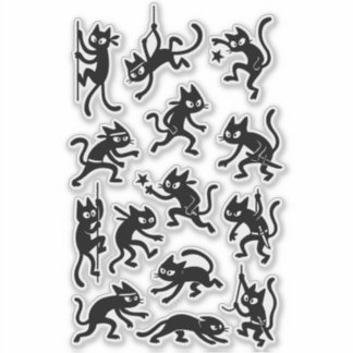 Adesivo Pacote de Stickers de Gatos Ninja – Guerra Diverti
