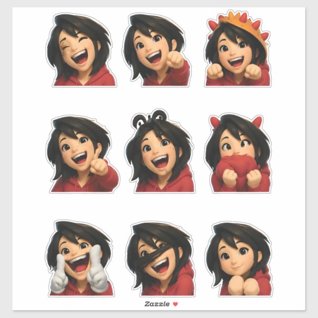 Adesivo Pacote de Stickers de Menina Divertida e Fofa com  (Folha)