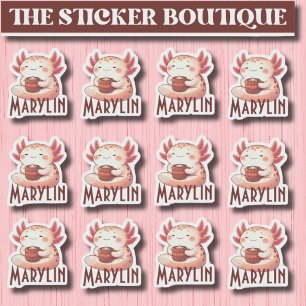 Adesivo Pacote de Vinheta de Café Cozy Axolotl com Nome Pe