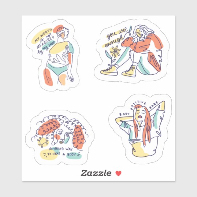 Adesivo Pacote do Sticker de Positividade Corpo (Folha)