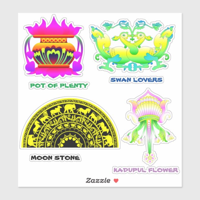 Adesivo Pacote tradicional de autocolantes de arte do Sri  (Folha)