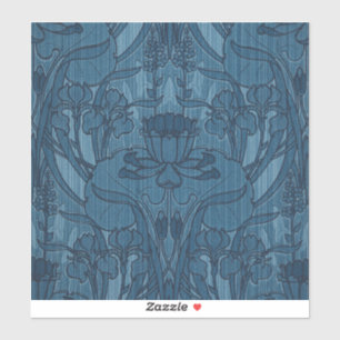 Adesivo Padrão Botânico Iris Art Nouveau Azul Chic