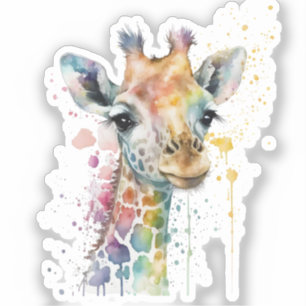 Adesivo Padrão de girafa em aquarela de marfim atemporal