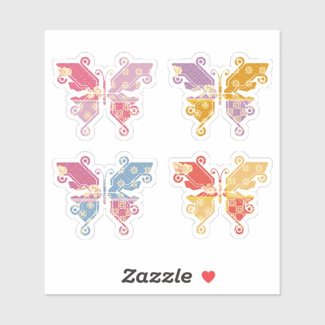 Adesivo Padrão de Mistura de Butterfly Kimono (Folha)