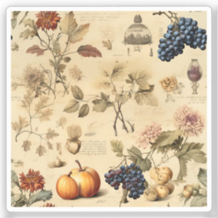 Adesivo Padrão de Vintage de Ação de Graças Floral (4)