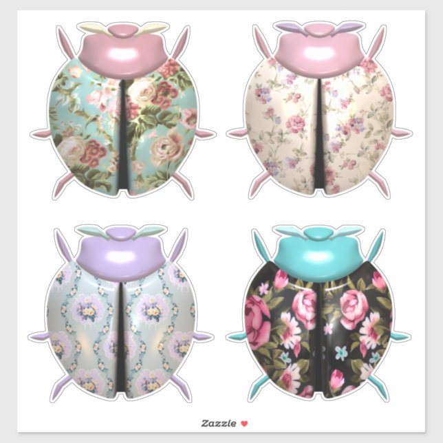 Adesivo Padrão floral Ladybug bonito (Folha)