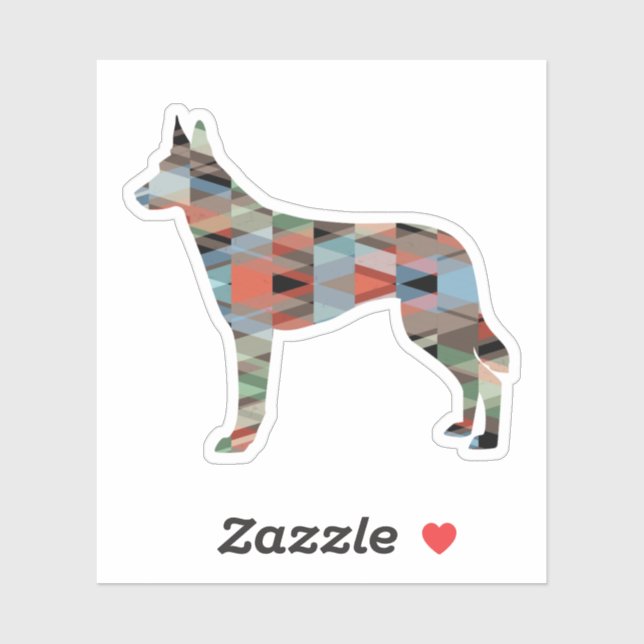 Adesivo Padrão Geométrico Belga Malinois Silhouette Pla (Folha)