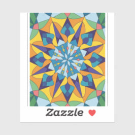 Adesivo Padrão geométrico fractal azul e amarelo