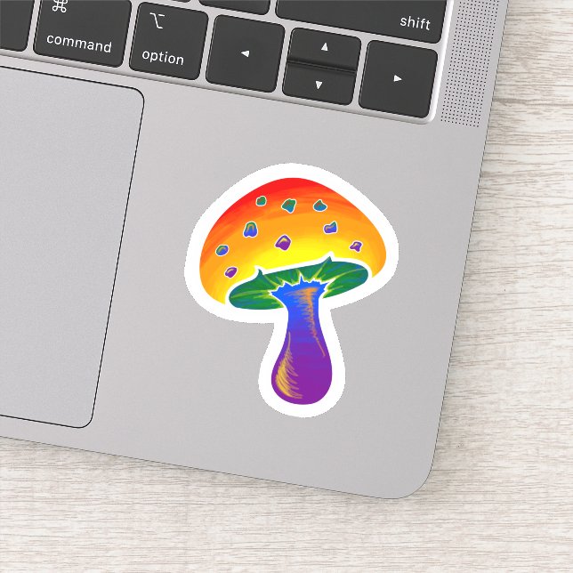 Adesivo Padrão LGBTQIA Rainbow Pride Mushroom (Detalhe)
